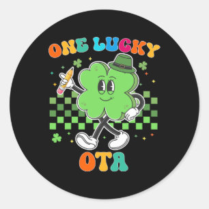 Sticker Rond Vintage One Lucky Ota St Patrick Day School Istant