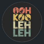 Sticker Rond Vintage Ooh Koo Leh Leh Retro Guitar Hawaiian Uke<br><div class="desc">Vintage Ooh Koo Leh Leh Retro Guitar Hawaiian Uke Acoustic Gift. Perfect gift for your dad,  mom,  papa,  men,  women,  friend and family members on Thanksgiving Day,  Christmas Day,  Mothers Day,  Fathers Day,  4th of July,  1776 Independent day,  Veterans Day,  Halloween Day,  Patrick's Day</div>