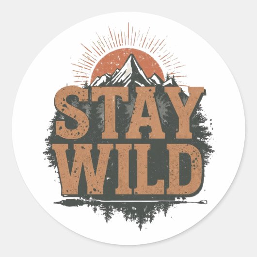 Sticker Rond Vintage Outdoor Nature Quote (Devant)
