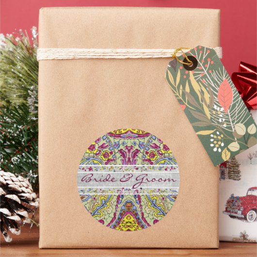 Sticker Rond Vintage Paisley (vacances)