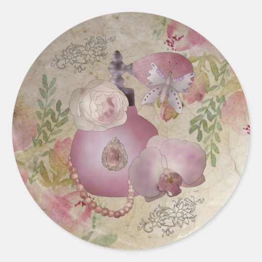 Sticker Rond Vintage Parfüm (Devant)