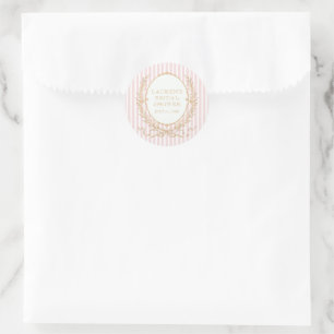 Sticker Rond Vintage Paris Glam Rayure Rose Enterrement de Vi