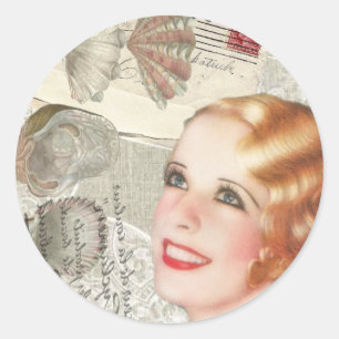 Sticker Rond vintage paris shabby chic rétro douche de nuptiale