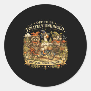 Sticker Rond Vintage parti pour être un raton laveur d'oie radi