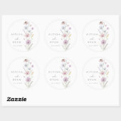 Sticker Rond Vintage Pastel Wildflower Wedding (Feuille)