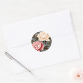 Sticker Rond Vintage Peony Elegant Motif (Enveloppe)