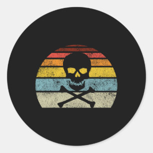Sticker Rond Vintage Pirate Crossbones Drapeau Style rétro H