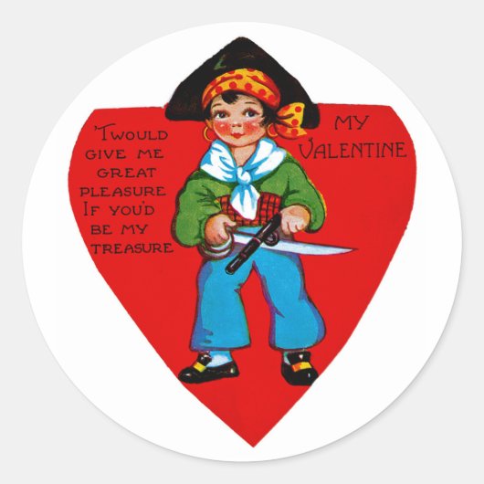 Sticker Rond Vintage Pirate Valentine (Devant)