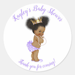 Sticker Rond Vintage Princesse violette afro-américaine