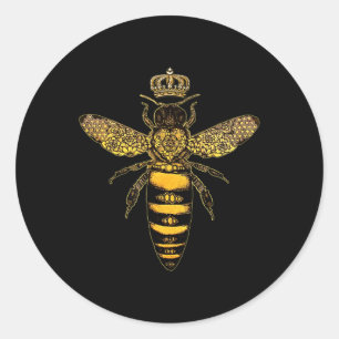 Sticker Rond Vintage Queen Bee Jour des terres Nature Amour Sau