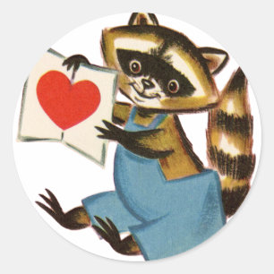 Sticker Rond Vintage Raccoon