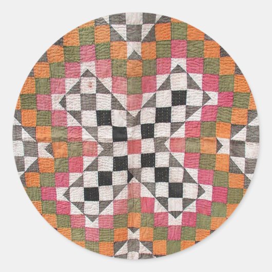 Sticker Rond Vintage Ralli Quilt Orange (Devant)