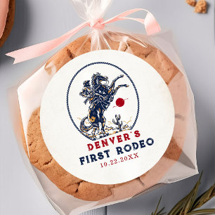 Sticker Rond Vintage Red Cowboy Premier Rodéo Anniversaire
