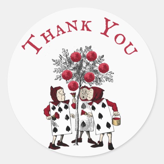 Sticker Rond Vintage Red Peinture des Roses Merci (Devant)