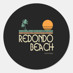 Sticker Rond Vintage Redondo Beach Californie