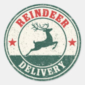 Sticker Rond Vintage Reindeer Delivery Christmas (Devant)