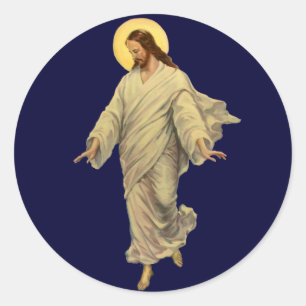 Sticker Rond Vintage Religion, Jésus-Christ marche sur l'eau