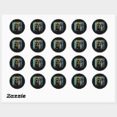 Sticker Rond Vintage Retro (Feuille)