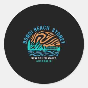 Sticker Rond Vintage Retro Bondi Beach Sydney Australie Surfer