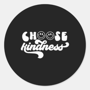 Sticker Rond Vintage Retro Choisissez Kindness Smile Face Inspi