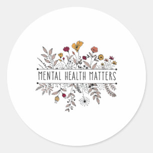 Sticker Rond Vintage Rétro Fleur sauvage Santé mentale S Sensib