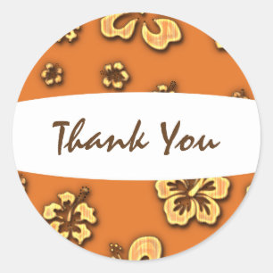 Sticker Rond Vintage Rétro Hibiscus Fleur Tropical Fête Favoris