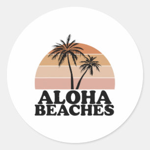 Sticker Rond Vintage Retro Plages d'Aloha Plage Vacatio Tropica