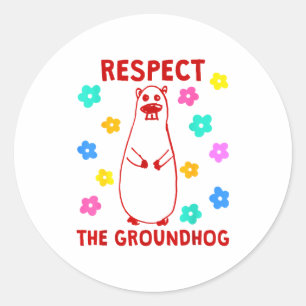 Sticker Rond Vintage Rétro Respectez La Fête De La Marmotte Drô