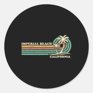 Sticker Rond Vintage Retro Summer Vacances California Imperial