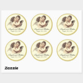 Sticker Rond Vintage Romantique Premier Kiss (Feuille)