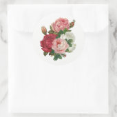 Sticker Rond Vintage Rose-Arrière - plan blanc (Sac)