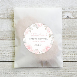 Sticker Rond Vintage Rose En Poudre Aquarelle Enterrement de Vi