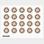 Sticker Rond Vintage Rustic Birch Country Noël Party (Feuille)