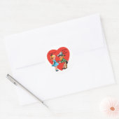 Sticker Rond Vintage Saint Valentin, Fille avec Cowboy (Enveloppe)