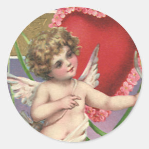 Sticker Rond Vintage Saint-Valentin victorienne avec coeur