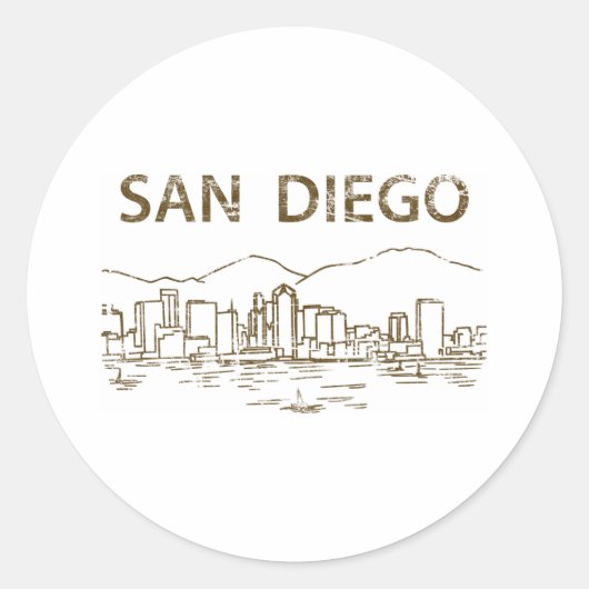 Sticker Rond Vintage San Diego (Devant)