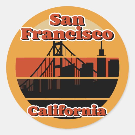 Sticker Rond Vintage San Francisco Californie (Devant)
