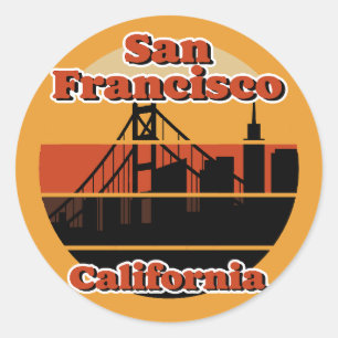 Sticker Rond Vintage San Francisco Californie