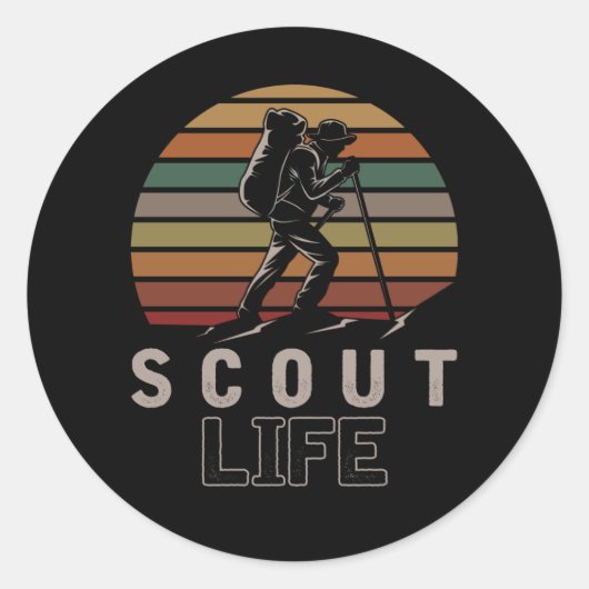 Sticker Rond Vintage Scout Nature Camper Randonneur extérieur (Devant)