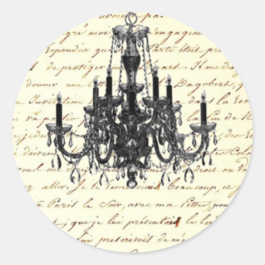 Sticker Rond vintage scripts paris chandelier mariage (Devant)