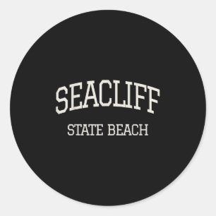 Sticker Rond Vintage Seacliff State Beach Monterey Ca Californi