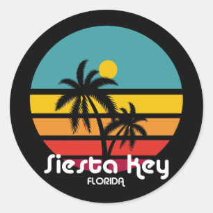 Sticker Rond Vintage Siesta Key Floride