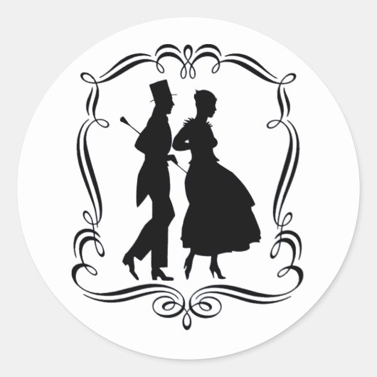 Sticker Rond Vintage Silhouette Formelle Homme Femme (Devant)