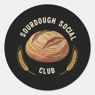 Sticker Rond Vintage Sourdough Social Club Cuisson de pain ar