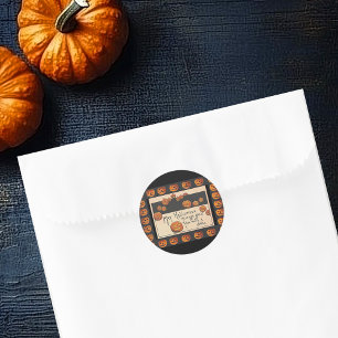 Sticker Rond Vintage sourire Halloween Jack o'Lanterns