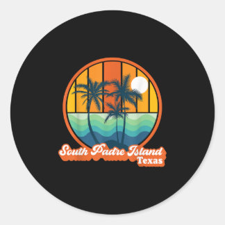 Sticker Rond Vintage South Padre Island Texas Summer 90s Beach