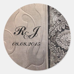 Sticker Rond vintage steampunk gris tourbillons métalliques dam