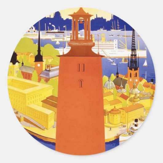 Sticker Rond Vintage Stockholm (Devant)