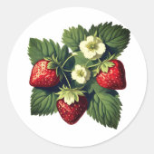 Sticker Rond Vintage strawberries (Devant)