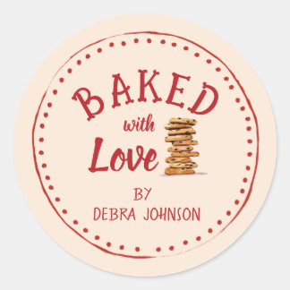 Sticker Rond Vintage Style 'baked with love' Holiday Cookie
